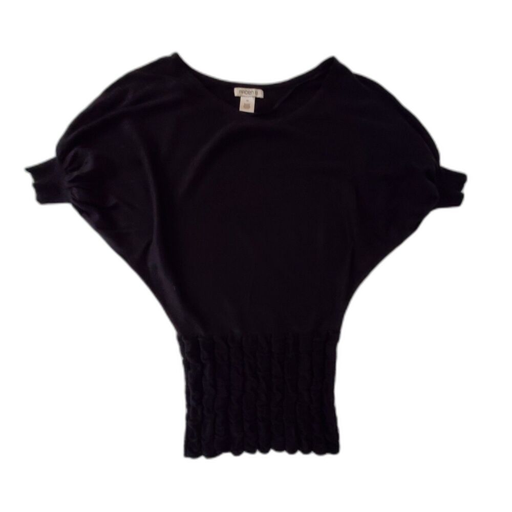 Arden B Black Dolman Sleeve Smocked Waist Tunic Top Sweater Sz XS Whimsigoth Y2K - Picture 4 of 8